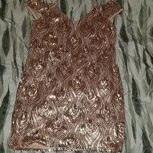 Sequin off the shoulder dress